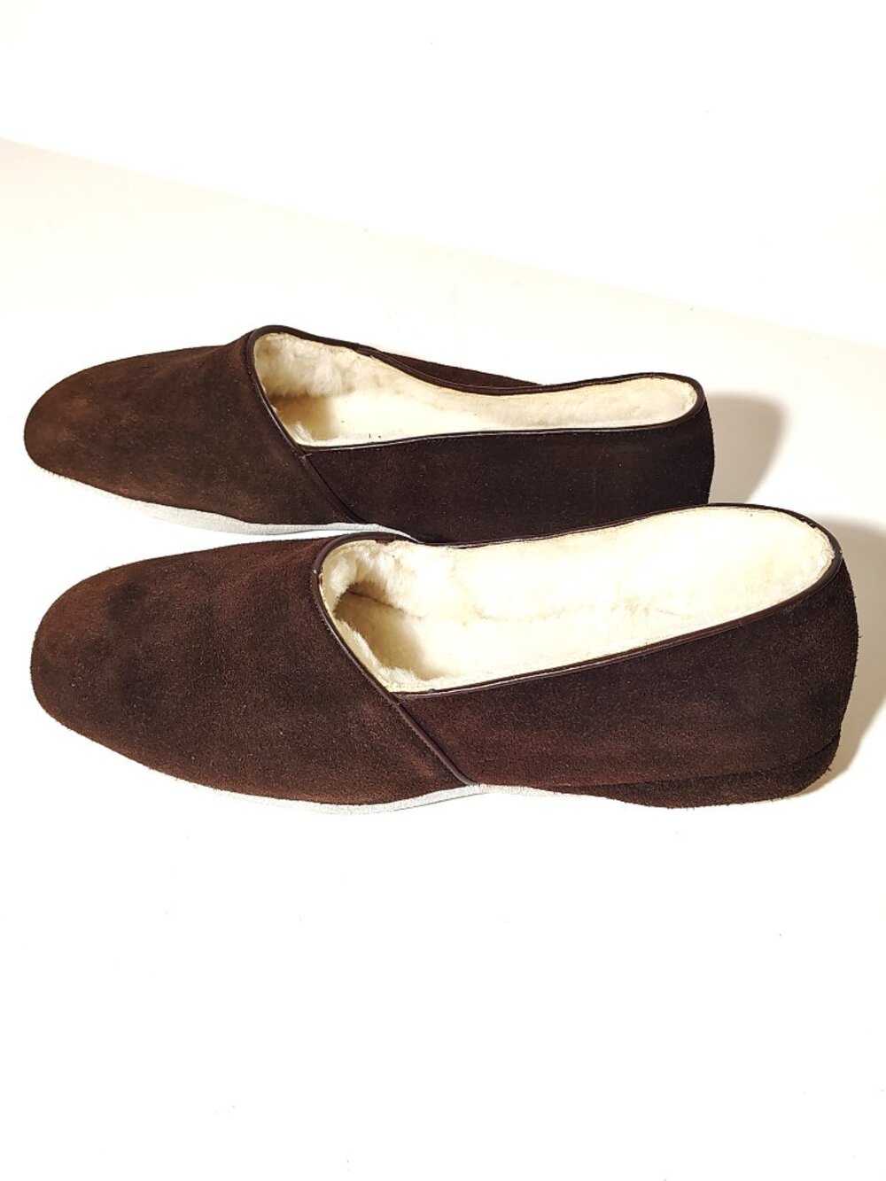Vintage Sheepskin Shearling Slippers Suede Loafer Moccasin Men's 11 Deadstock